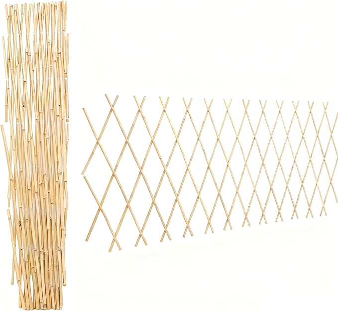 Bamboo Trellis 36x92 Inch, Expandable Fence 3ft by 8ft, Outside Lattice Fence, Reusable Decorative Fence for Climbing Plants Support or Outdoor Yard