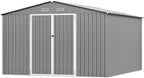 10 x 12FT Sheds & Outdoor Storage, Grey Metal Waterproof Storage Shed with Door and Lock Outdoor Shed,All-Weather Shelter for Bike, Gardening Tools, Lawn Mowers