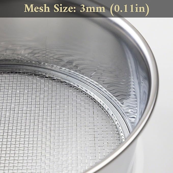 Wazakura 3PCS Soil Sieve Set 8-1/4 inch (210mm),3 Sieve Mesh Filter Sizes, Japanese Bonsai Gardening Tool - 8-1/4inch(210mm)