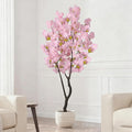 Faux Pink Cherry Blossom Tree 6.5ft(78in) Artificial Pink Silk Flower Tree Lifelike Large Fake Floral Tree for Wedding Realistic Elegant Cherry Sakura Plant in Pot for Home,Living Room,Office