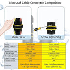 NineLeaf 24PK Waterproof Electrical Cable Connector 3-Pin Push-in Type, IP68 Underground Wire Connector M20 5-12mm, Fast Press-fit Extension Plug for Outdoor Garden and Landscape Lights