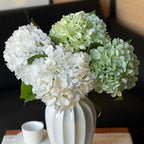 DUYONE 4Pcs 22 inch Lifelike Artificial Hydrangea,2 White & 2 Light Green Large Flowers Artificial Flowers Dry Flowers Outdoor Wedding Christmas Office Family Party Living Room Table Deco