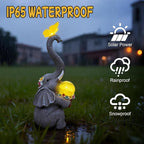 BeePeep Solar Elephant Garden Statues Decor Waterproof Figurine Resin Sculpture Gift for Mom Grandma, Outdoor Decorations for Porch Lawn Yard Home House Gardening Birthday Housewarming (Elephant)