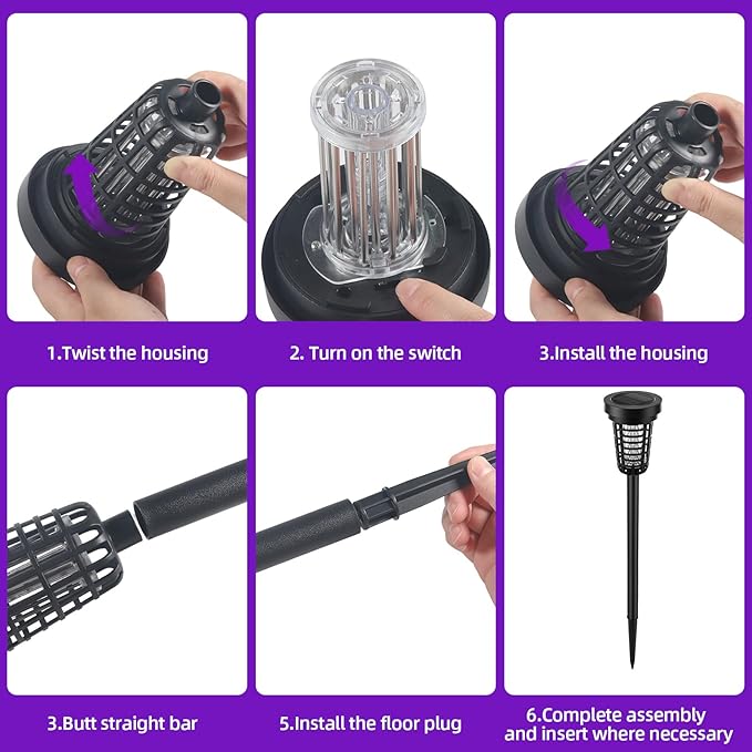 2026 Solar Bug Zapper Outdoor(4 Pack)–Solar Mosquito Zapper Outdoor Mosquito Repellent Outdoor,Mosquito Trap Used to Keep Gnat Small Flying Insect Away,Solar Bug Zapper Outside for Yard Garden