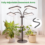 LBW Desk Grow Light for Indoor Plants, Full Spectrum Desk Plant Lamp with 4 Adjustable Goosenecks, Wide Coverage, Plug & Play, for Seedlings, Succulents & Houseplants