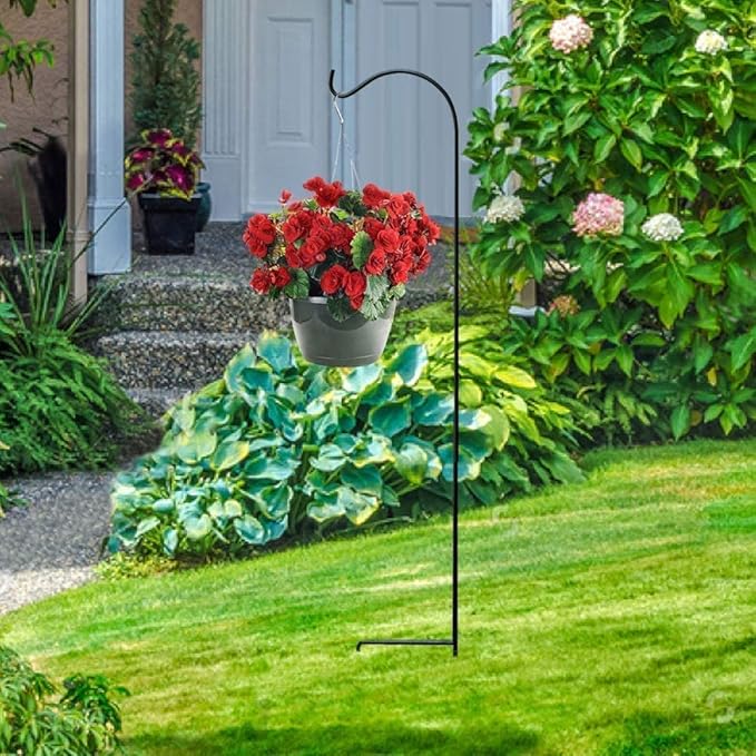BEAU JARDIN 12 Pack Solid Shepherd Hook 37 Inch One Piece Structure No Assembly Required Heavy Duty Shepards for Garden Outdoor Hanging Plants Hanger Lanterns Wedding Black Inch Thick