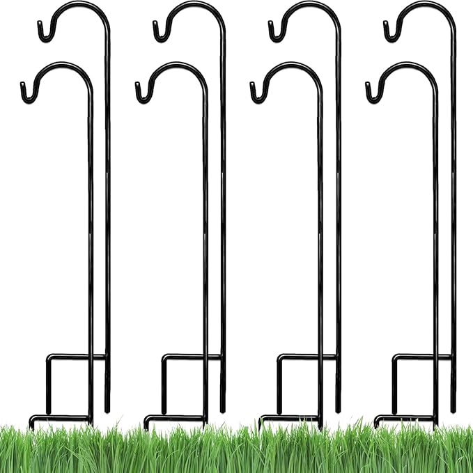 AshmanOnline Ashman Shepherd's Hooks 35 Inch (8 Pack), Black, Made of Premium Metal for Hanging Solar Lights, Bird Feeders, Mason Jars, Christmas Lights, Lanterns, Garden Stakes and Wedding Décor.