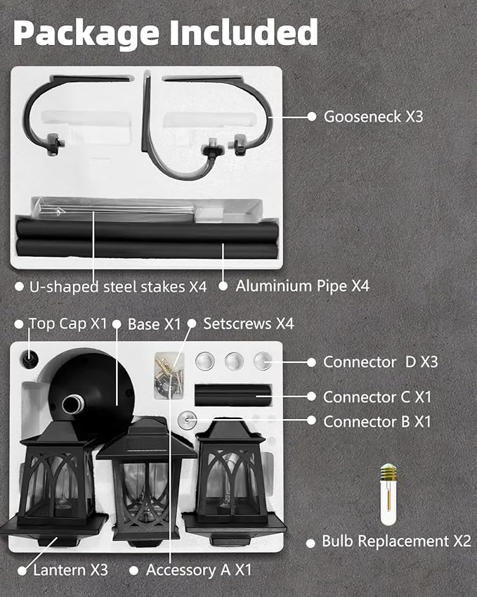 73" Aluminum Solar Lamp Post Light, 3-Head Solar Light Poles for Outside Warm White, 90Lm Dusk to Dawn Waterproof Floor Lamp for Front Yard,Garden, Pathway, Patio Replaceable Bulb