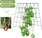Amoskey Cucumber Trellis, Garden Trellis for Climbing Plants Outdoor, Foldable A-Frame Trellis, Cucumber Trellis for Raised Bed for Cucumbers, Peas, or Tomatoes (Green, Bold Large Grid 46''H*36'W)