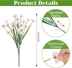 Bassion 24 Bundles Artificial Flowers for Outdoors Decoration, UV Resistant White Silk Fake Faux Flowers Artificial Plants for Outside Window Box Porch Garden Home Decor