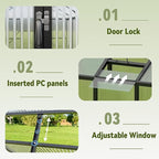 6X10 FT Greenhouse for Outdoors with Hygrometer, Polycarbonate Walk-in Green House for Outside, Reinforced Aluminum Frame Greenhouses, Heavy Duty Garden, Patio, Backyard Flower Planting