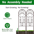 AMAGABELI GARDEN & HOME 4 Pack Large Garden Trellis for Climbing Plants Outdoor 60” x 18” Iron Plant Trellis for Potted Plant Support Tall Wall Metal Trellis Rose Vine Cucumber Brown