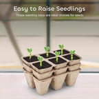 GROWNEER 72 Cells Peat Pots Seed Starter Trays 12 Packs Biodegradable Seedling Pots Germination Trays Organic Plant Starter Kit with 15 Pcs Plant Labels