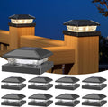 NIORSUN Solar Post Lights Outdoor, Fence Post Solar Lights Warm White, Waterproof, Garden Patio Fence Deck Decor, 4x4 Posts Cap Wood Vinyl, Black 8 Pack