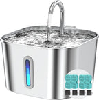 Cat Water Fountain Stainless Steel with 4 Filters & 4 Sponges, 74oz/2.2L Cat Fountain with Quiet Pump, Automatic Pet Water Dispenser, Ideal for Multi-pet Homes, Fresh & Clean Water for Cats and Dogs