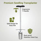 Bulb Planter Tool with Long Handle and Foot Pedal Heavy Duty High Carbon Steel Garden Dibber Sod Plugger Cutter for Planting Bulbs Tubers and Lawn Care, for Digging, Grass Plug, Soil, Tulips