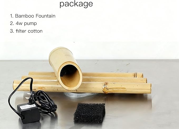 Bamboo Fountain kit with Pump, Japanese Outdoor Fountain Handmake from Real Bamboo, Zen Outdoor Water Fountains (Spitter 15‘’)