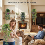 3 Pack Fake Plants Indoor Outdoor with 6 Butterflies – Small Artificial Potted Hanging Plants for Shelf, Balcony, Patio & Wall Decor | Faux Plants for Living Room, Bedroom, Office, Porch