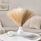50pcs Pampas Grass 17in, Faux Pompas Grass Home Decor, Artificial Pampas Fake Flowers Fluffy Vase Filler Home Wedding Party Decoration (Sand Beige Light Brown)
