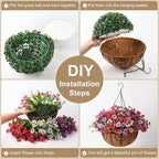 Artificial Faux Hanging Plants Flowers Basket for Outdoor Spring Summer Decoration,Fake Silk Daisy in Planter Realistic UV Resistant for Outside Home Porch Patio Balcony Yard(Purple White Rose)