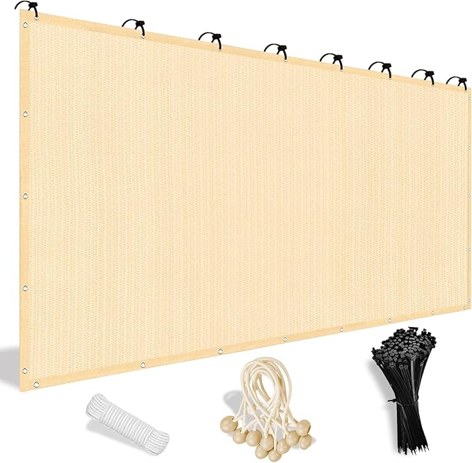 Shade&Beyond 90% Sun Shade Cloth with Grommets, 12' X 16' Pergola Shade Cover Canopy, Mesh Tarp Sun Screens for Patio, Outdoor, Garden, Backyard, Wheat