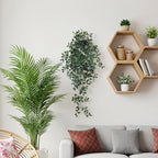 LOYWREE Small Artificial Hanging Mandala Plant with Pot Faux Plants Indoor Fake Small Potted Plant 28.7-in Long Faux Vine Shelf Decor Ideal for Indoor Outdoor Home Office Decoration (Black Pot)