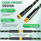 Garden Hose 50 ft Water Hose Flexible Non-Expandable Outdoor Heavy Duty Lightweight Leakproof Kink-free flex Watering Hose Pipe with Nozzl for 3/4 inch Fitting Yard Lawn Outside Car Wash