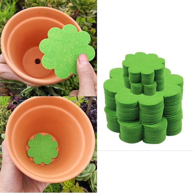 60 Pack Plant Pot Hole Pads Fiber Fabric Instead of Mesh Pad Drainage Hole Cover Pad Fine Filter Non Dirt Bottom Screen Layer Stopper to Prevent Soil Loss Planters Pots Watering