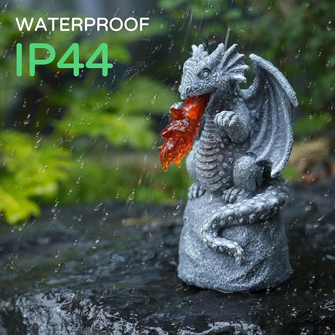 WENYLE Solar Garden Outdoor Statues Flame Dragon with Solar Lights, Lawn Decor Cool Drake Figurine for Patio Balcony Yard, Yard Unique Christmas Birthdays Gift for Mom Grandma