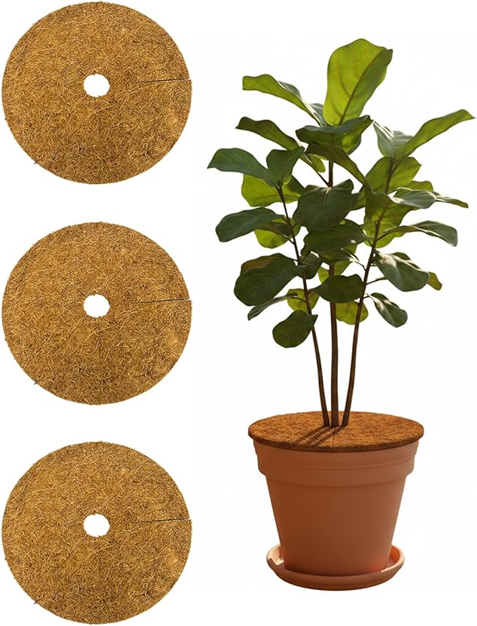 Coco Coir Mulch for Landscaping, 16 Inch Coconut Liners for Planters, 3 Pcs Coconut Fiber Tree Ring, Plant Covers from Animals,Dirt and Tree Protectors