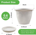 Fodetyff 8 Inch Flower Pots Planters for Indoor Outdoor Plants, 4 Pack Plastic Small Plant Pots with Drainage Hole & Tray, Modern Decorative Garden Pot with Saucer, Plant Container for House