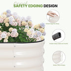 G GOOD GAIN Raised Garden Beds - 8x2x1ft Galvanized Planter Boxes Kit with Protective Tape & Gloves & Tools | Oval Metal Outdoor Raised Bed for Gardening Vegetables, Fruits, Flowers, Herbs, White
