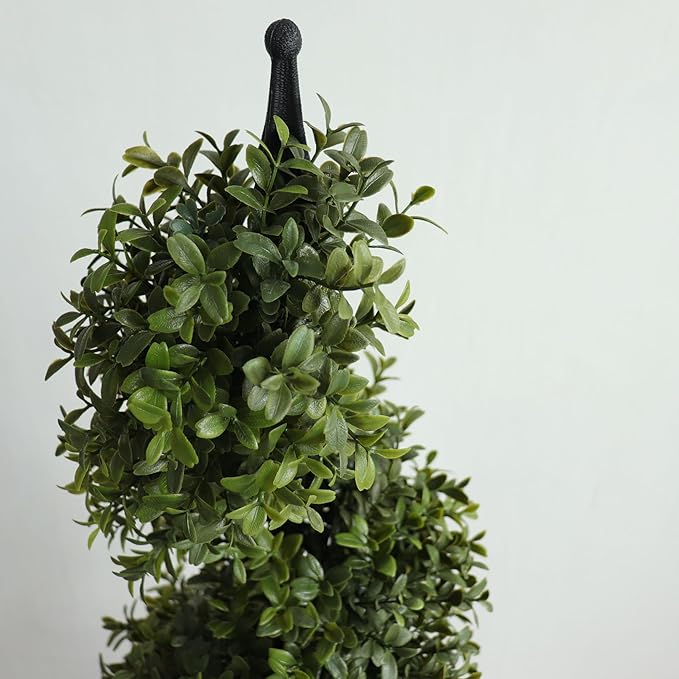 ALL SEASON GREEN 3ft Artificial Boxwood Topiary Tree Potted Topiary Plants for Front Porch Entrance Home Living Room Indoor and Outdoor 2Pack