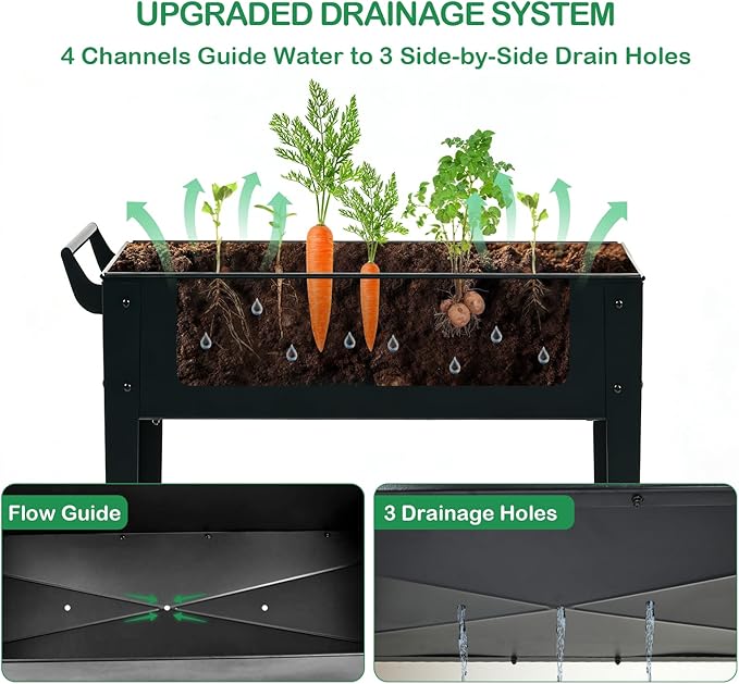 2-Pack 32”Height Elevated Raised Garden Bed with Wheels & Storage Shelf, 400 Lbs Capacity, Anti-Rust, Space-Saving Planter for Vegetables, Herbs, Patio, Balcony, Backyard