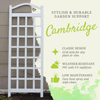Dura-Trel Cambridge Vinyl Trellis, Outdoor Plant Support Frame, 28" x 75", White - Decorative Grid-Style Lattice for Climbing Vines & Flowers, Use Against Walls, Fences or Freestanding