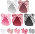 BQUBO Baby Turban Hats and Mittens Set Newborn Infant Hospital Hats Caps with Bows for Baby Boys Girls 0-12 Months