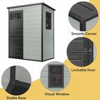 DWVO Outdoor Storage Shed 5x3FT with Fence-Style and Side Windows, Floor & Lockable Doors, Plastic Storage Shed, Storage Shed for Backyard and Garden
