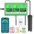 pH EC Continuous Monitor for Hydroponic, 6 in 1 WiFi EC PPM CF pH Meter, Digital pH TDS Temp Humidity Conductivity Monitor for DWC Hydroponic System, Aeroponic Gardening, Aquaponic