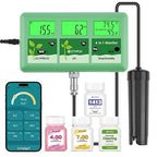 pH EC Continuous Monitor for Hydroponic, 6 in 1 WiFi EC PPM CF pH Meter, Digital pH TDS Temp Humidity Conductivity Monitor for DWC Hydroponic System, Aeroponic Gardening, Aquaponic