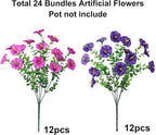 Ivydale 24 Bundles Artificial Flowers for Outdoors Spring Summer Porch Decor, Faux Petunias Plants Outdoor Fake Realistic UV Resistant Silk Flowers for Outside Planters Patio Window Garden Yard Home