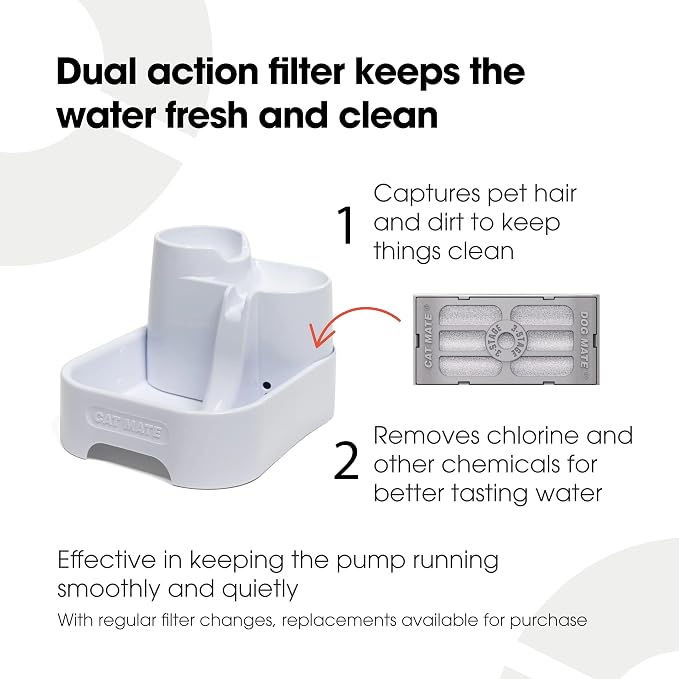 Cat Mate Multi-Level Pet Water Fountain (335) - BPA and BHT Free 3-Stage Filter, for Cats & Small Dogs, Quiet and Hygienic Drinking Fountain, 70 fl. Oz Capacity
