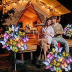 Adecorty Solar Garden Lights Outdoor Waterproof Decorative Solar Lights Outdoor 8 Pack with 176 LED 136 Butterfly Flower Garden Decor Yard Decorations Patio Lawn, Gifts for Mother's Day Mom Women