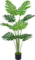 4FT Artificial Tree, Large Fake Monstera Deliciosa Plants with Real Touch Leaves,Faux Tropical Palm Trees for Home Room Decor Indoor Outdoor(1Pack)