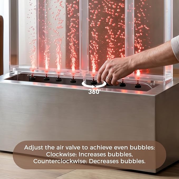 Jocoevol Bubble Wall Waterfall Fountain, Acrylic Indoor Floor Standing Water Wall with Changing LED Color Lights Remote Control, 63.4" x 19", Housewarming, Home Decor (Bubble Wall)