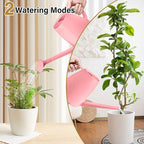 Plastic Watering Can - for Indoor and Outdoor House Plant Garden - with Long Spout - 1/2 Gallon - Pink