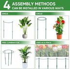 6 Pack 32 or 16 inch Adjustable Plant Support Stakes, Heavy-Duty Half Round Peony Support, Garden Plant Stakes Cage for Outdoor Plants, Peony, Tomato, Hydrangea, (16In Support +16In Extension Tubes)