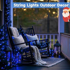 Extra-Long 144FT Solar String Lights for Outside, 2 Pack 400LED Solar Fairy Lights Outdoor Waterproof, Copper Wire with 8 Modes Solar Twinkle Lights for Tree Garden Party Patio Xmas Decor (Blue)