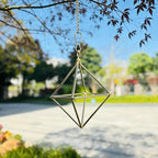 Gold Air Plant Holders with Chains, Set of 6 Geometric Hanging Planters with Removable Links for Wall Decor, Indoor Home Ceiling Display for Tillandsia, Ferns