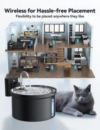 Wireless Cat Water Fountain [Water & Battery Separation] FEELNEEDY 4000mAh Battery Operated Cat Fountain, Cordless Pet Fountain with Motion Sensor for Cats Dogs-3.5L/118oz