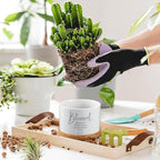 Sieral 6pcs Mothers Day Christian Gift Bible Verse Succulent Pots 3 x 3 x 2 Inch Mini Ceramic Succulent Planters with Bamboo Tray Small Plant Pots Gift for Church Women, Plants Not Included (Bright)
